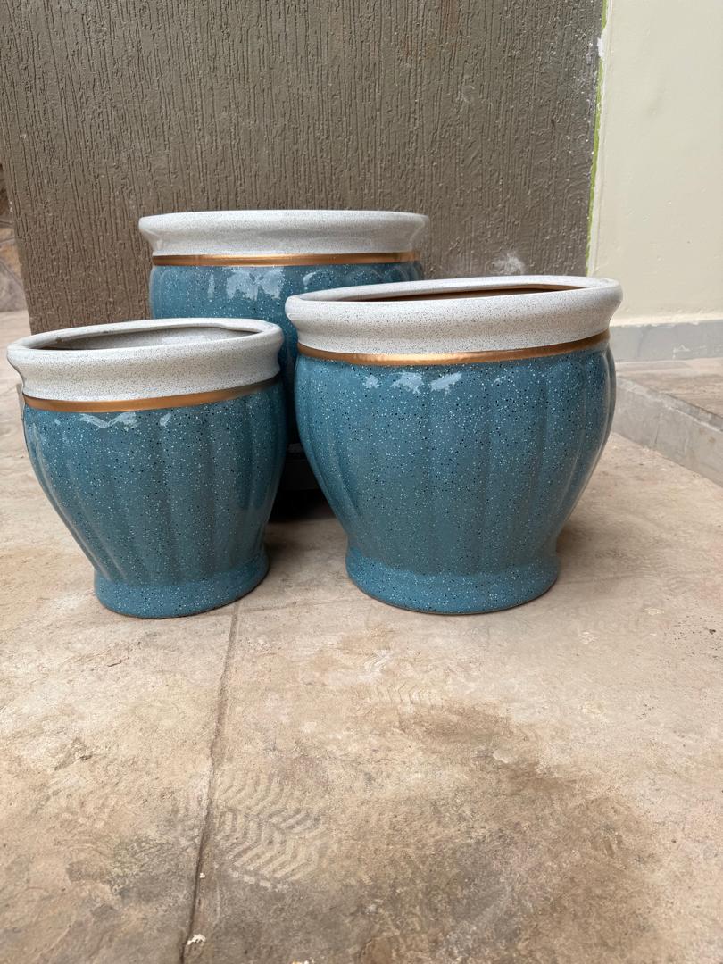 Blue & Gold Ceramic Pots